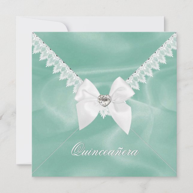 Invitation Fête d'anniversaire Mint Green Quinceañera (Devant)