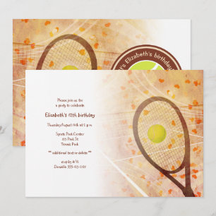 Invitation fête d'anniversaire minuscule coeur tennis