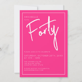 Invitation Fête d'anniversaire moderne 40ème Trente Trentième