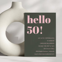 Fête d'anniversaire moderne 50 ans Bold Pink Olive