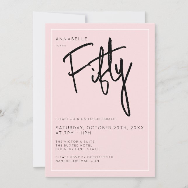 Invitation Fête d'anniversaire moderne 50ème Cinquante-cinqua (Devant)