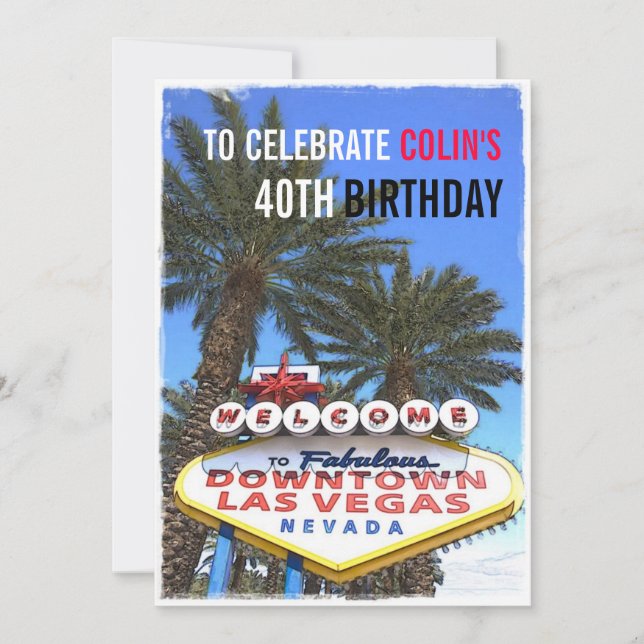 Invitation Fête d'anniversaire moderne artistique Las Vegas m (Devant)