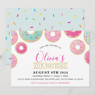 Invitation FÊTE D'ANNIVERSAIRE moderne beignets doux colorés
