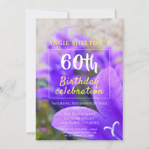 Invitation Fête d'anniversaire moderne Bellflower Violet Phot