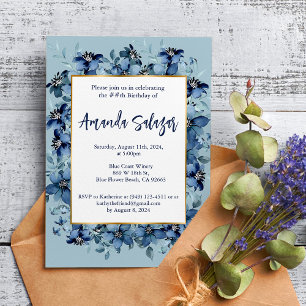 Invitation Fête d'anniversaire moderne bleu foncé