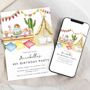 Invitation Fête d'anniversaire moderne bohème pique-nique