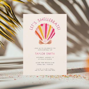 Invitation Fête d'anniversaire moderne Bold Beach Summer Shel
