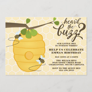Invitation Fête d'anniversaire moderne d'abeille