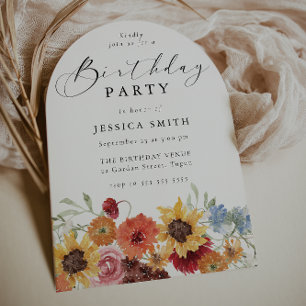 Invitation Fête d'anniversaire moderne de femme avec arche fl