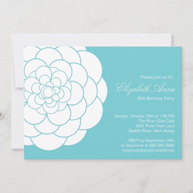 Invitation Fête d'anniversaire moderne de fleur de dahlia de (Devant)