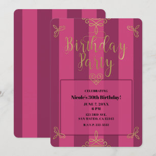Invitation Fête d'anniversaire moderne et glamour violet et o