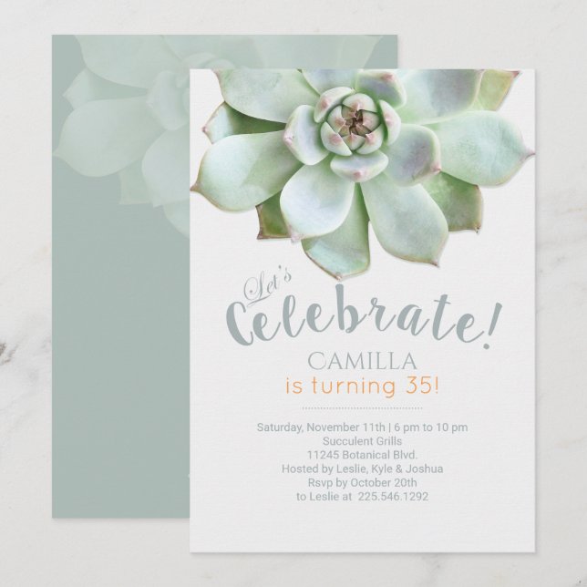 Invitation Fête d'anniversaire moderne et luxuriante (Devant / Derrière)