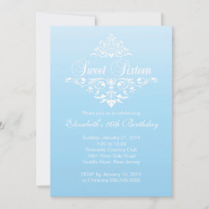 Invitation Fête d'anniversaire moderne Fancy Sweet sixteen Bl