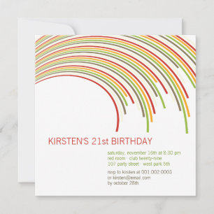 Invitation Fête d'anniversaire moderne incurvée colorée de