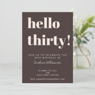 Invitation Fête d'anniversaire moderne marron avec typographi