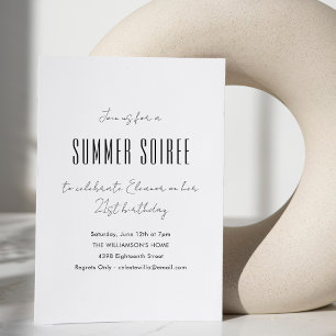 Invitation Fête d'anniversaire moderne minimale d'été Soiree 