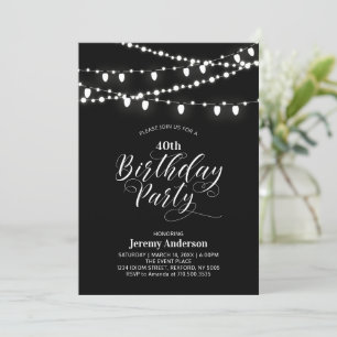 Invitation Fête d'anniversaire moderne Or & Noir 40 ans pour 