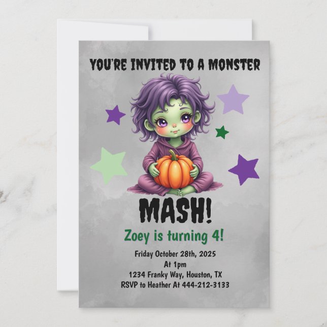 Invitation Fête d'anniversaire Monster Mash (Devant)