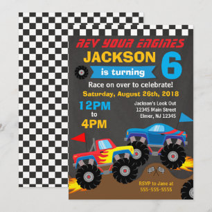 Invitation Fête d'anniversaire Monster Truck