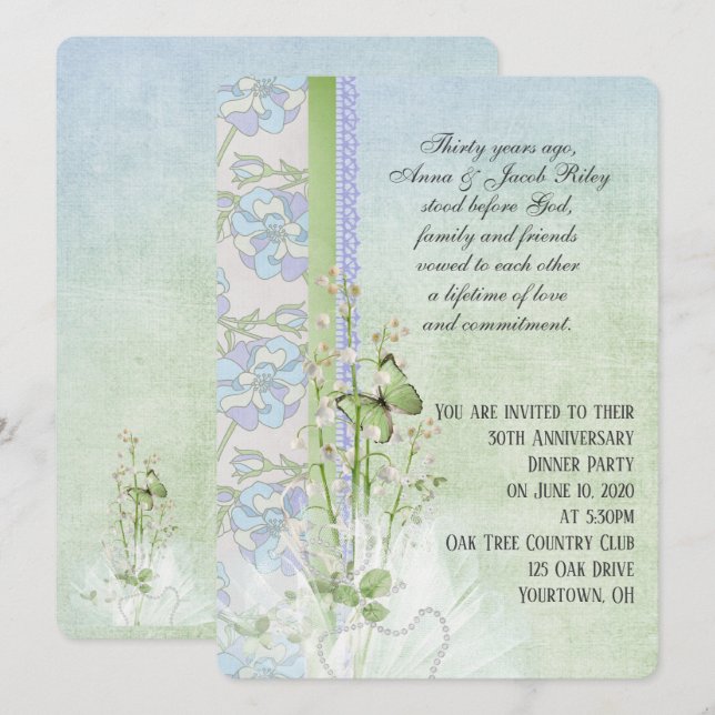 Invitation fête d'anniversaire muguet (Devant / Derrière)
