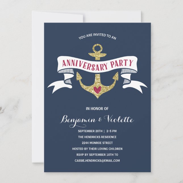 Invitation Fête d'anniversaire nautique (Devant)