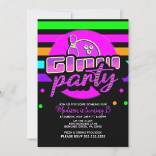 Invitation Fête d'anniversaire Neon Bowling Party Bash