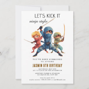 Invitation Fête d'anniversaire Ninja Warrior Kids