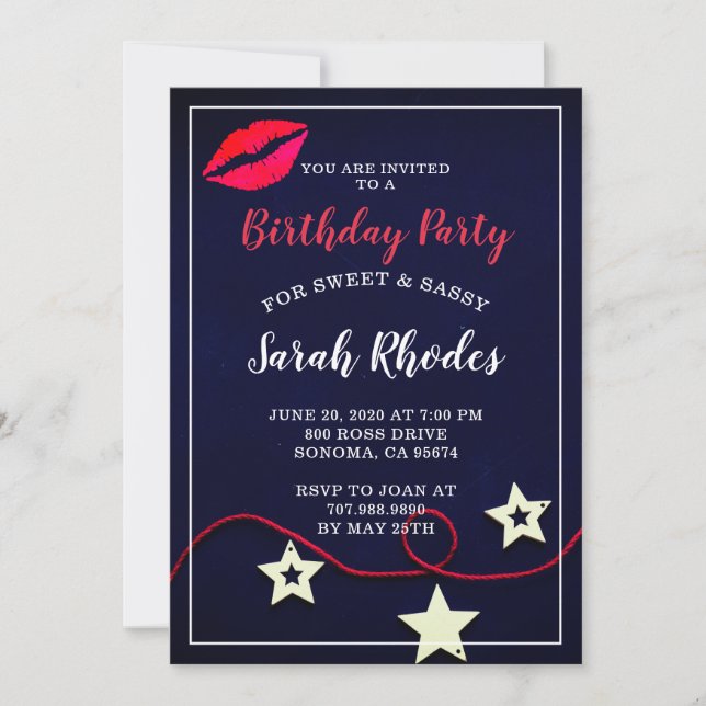 Invitation Fête d'anniversaire Noir Rouge (Devant)