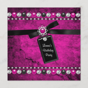 Invitation Fête d'anniversaire noire de filles de roses