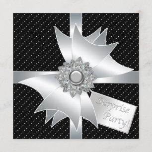 Invitation Fête d'anniversaire noire élégante de surprise