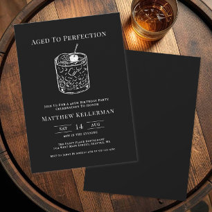 Invitation Fête d'anniversaire noire vieillie à la perfection