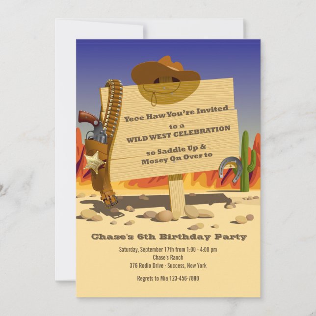 Invitation Fête d'anniversaire occidentale de l'étui du (Devant)