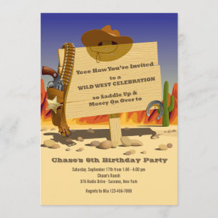 Invitation Fête d'anniversaire occidentale de l'étui du