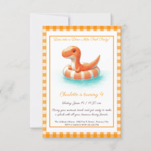 Invitation Fête d'anniversaire Orange Dino Pool Party – Invit