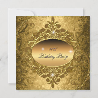 Invitation Fête d'anniversaire Paillettes métalliques Or sur