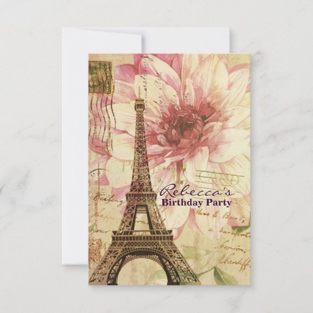 Invitation fête d'anniversaire parisienne (Devant)