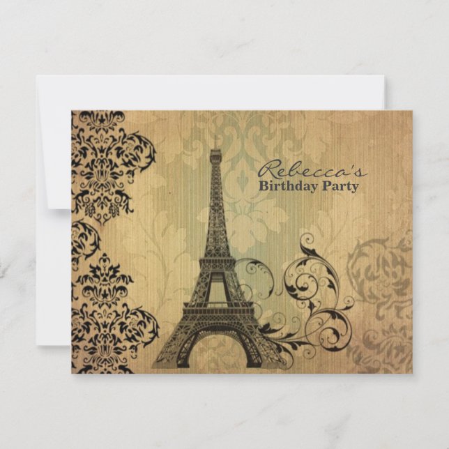 Invitation fête d'anniversaire parisienne de Tour Eiffel (Devant)