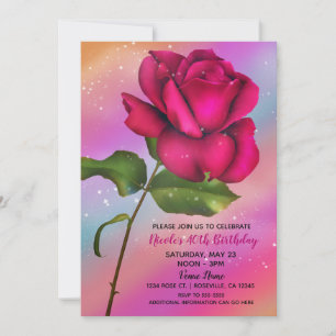 Invitation Fête d'anniversaire pastel arc-en-ciel Rose Étince