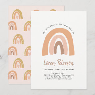 Invitation Fête d'anniversaire Pastel Rainbow