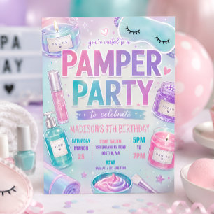 Invitation Fête d'anniversaire Pastel Spa Pamper Party