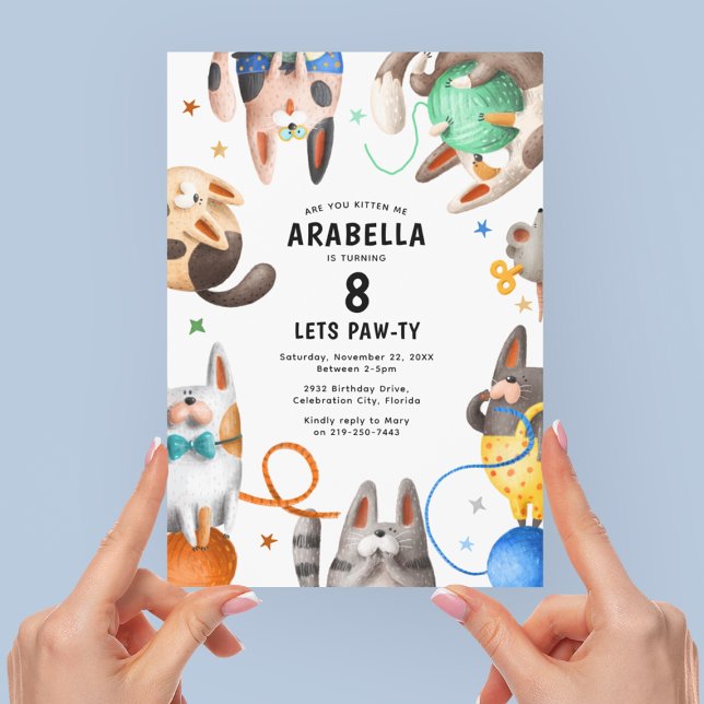 Invitation Fête d'anniversaire Patte de Chat pour Enfants (Créateur téléchargé)