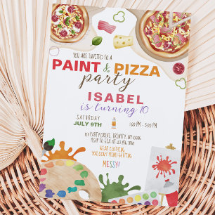 Invitation Fête d'anniversaire peinture et pizza