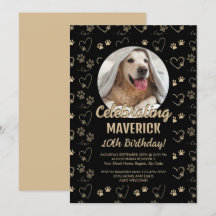 Fête d'anniversaire personnalisable Black Gold Dog