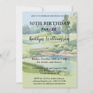 Invitation Fête d'anniversaire personnalisée 50 ans Lady Golf