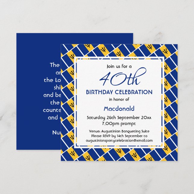 Invitation Fête d'anniversaire personnalisée du DRAPEAU BARBA (Devant / Derrière)