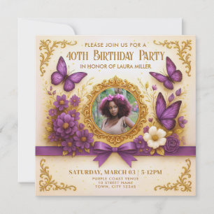 Invitation Fête d'anniversaire personnalisée papillon royal o