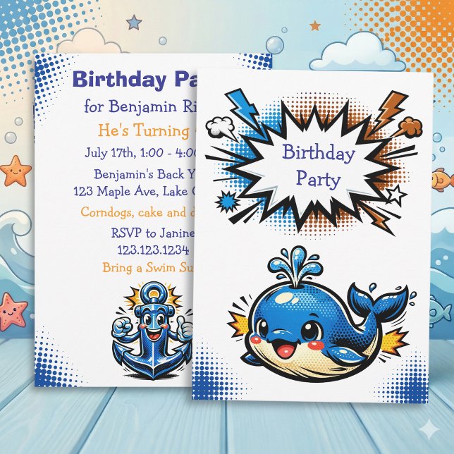 Invitation Fête d'anniversaire personnalisée pour garçon sur  (Créateur téléchargé)