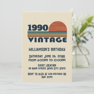 Invitation Fête d'anniversaire personnalisée vintage 35 ans