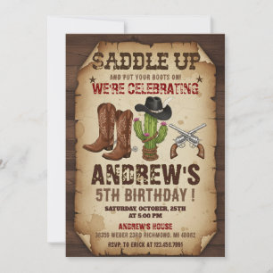 Invitation Fête d'anniversaire personnelle Cowboy Western sau