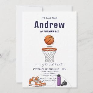 Invitation Fête d'anniversaire personnelle simple de basketba